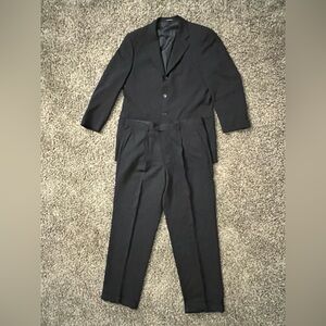 VTG Armani suit black wool two piece size 42R 34x30